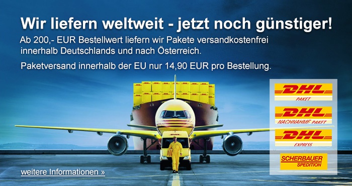 Wir versenden weltweit - jetzt noch günstiger